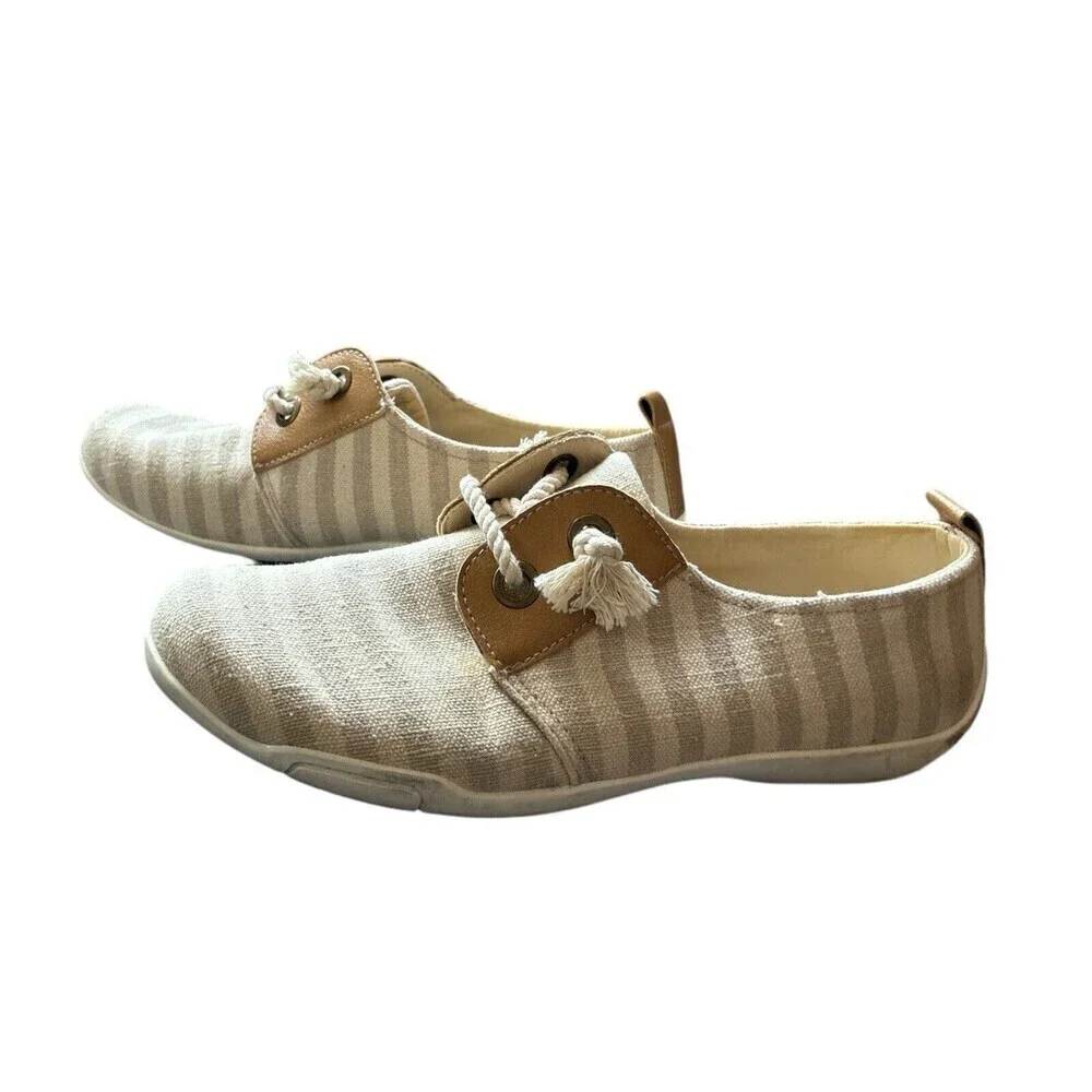 Ros Hommerson Womens Calypso Trainers Low Top Sneakers Shoes Sand/Cream Stripes